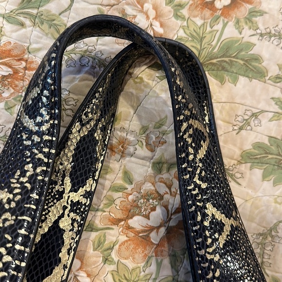 apc Black & Gold Snakeskin Print Bag EUC - Picture 7 of 15
